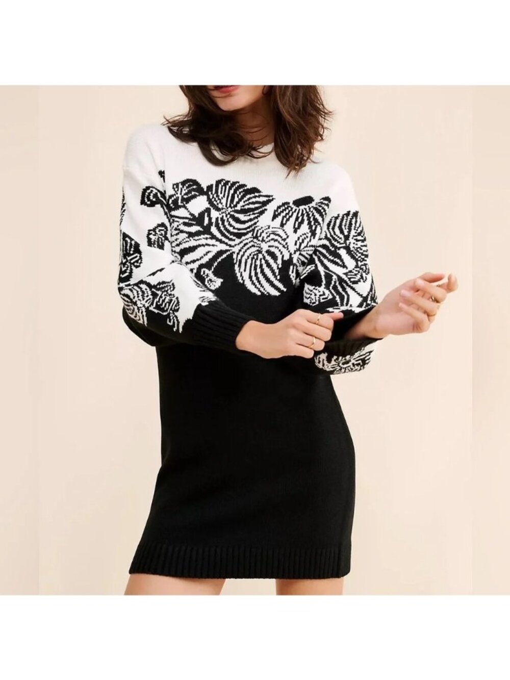 Farm Rio Wool Blend Surrel Garden Knit Sweater Dress Retro Cozy Y2K  Womens L
